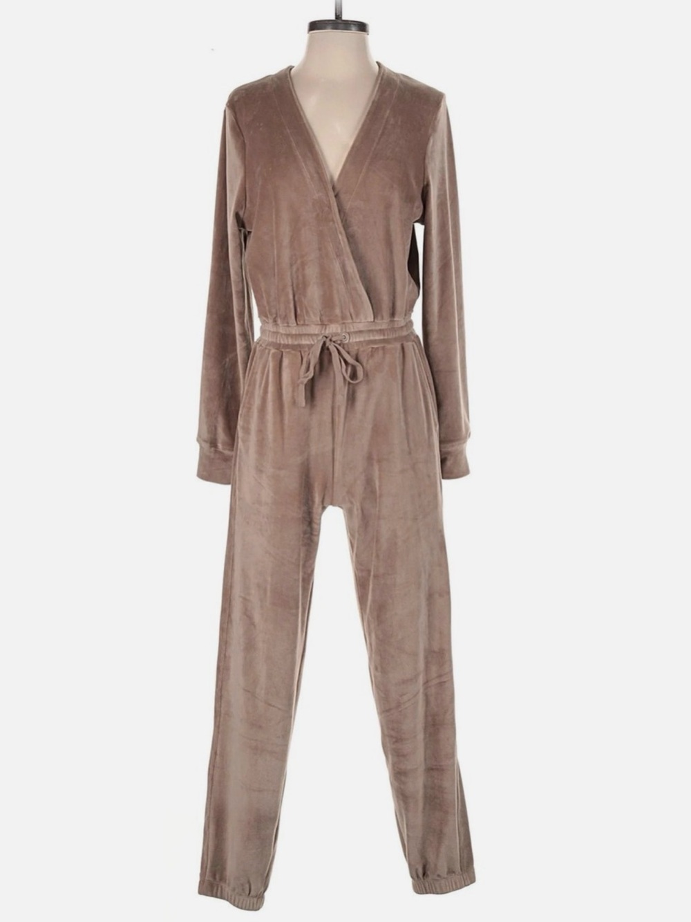 Splendid Nicola Velour Wrap Jumpsuit in Walnut